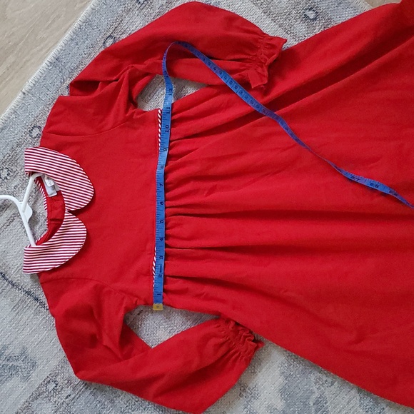 Ishtex Girls Red White Scalloped Peter Pan Collar Dress Sz6 - Picture 8 of 11